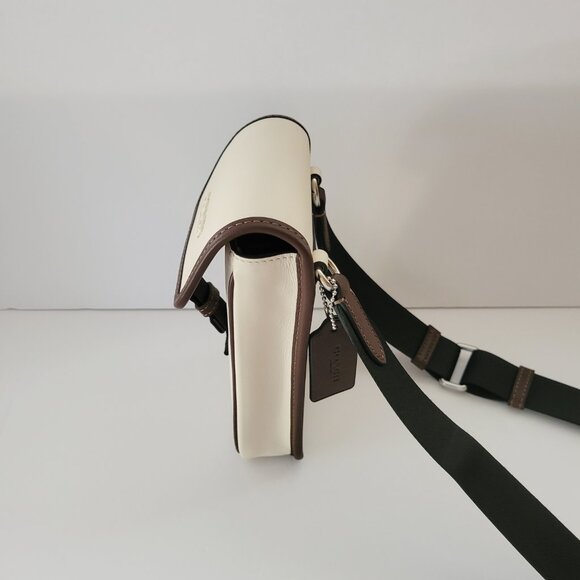 Coach CT887 Track Racer Phone Crossbody Leather Messenger Bag Chalk Maple - Picture 3 of 7